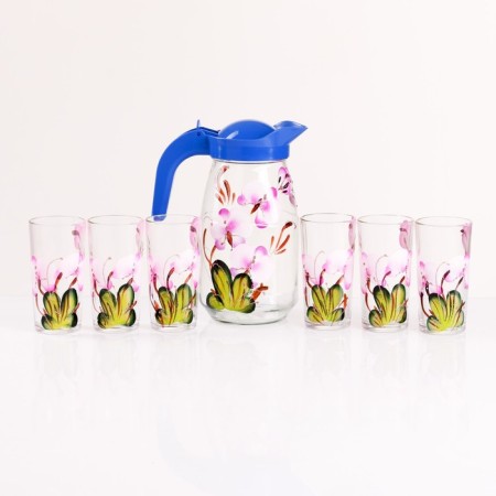 Set for juice "Orchid" art painting, 6 glasses 1250/200 ml mix-12