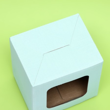Box under a mug, with a window, blue 12 x 9.5 x 12 cm-4