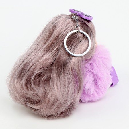 Soft toy "Puppet Model" on a key fob, 16 cm, purple color-3