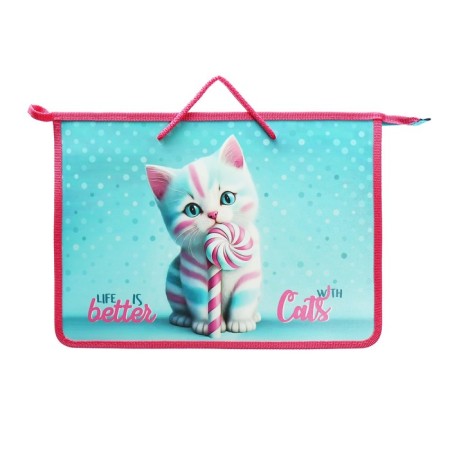 Folder with A4 handles, 340 x 245 x 45 mm, plastic, pens-snuckles, ONICS PT-15 "Cat Caratumel"