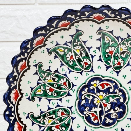 Largan Rishtan ceramics "Flowers", 32 cm, blue, deep-3