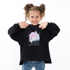 Sweatshirt for girls, black color, height 98 cm