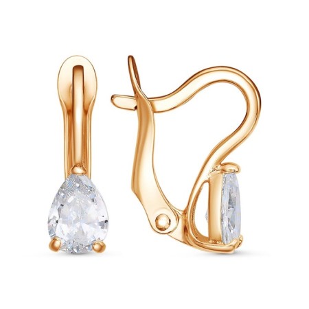 Earrings "drop" small, gilding, white color
