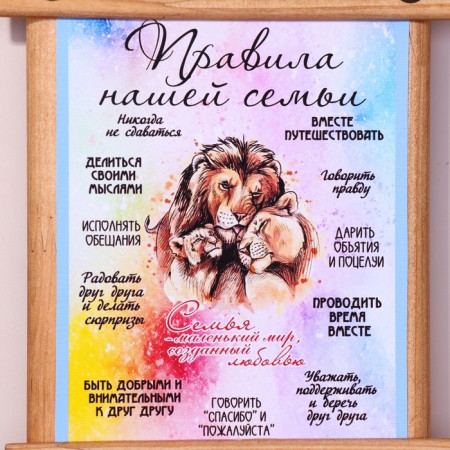 Klyno-panel "Rules of our family", 24 x 16 cm, spruce-4