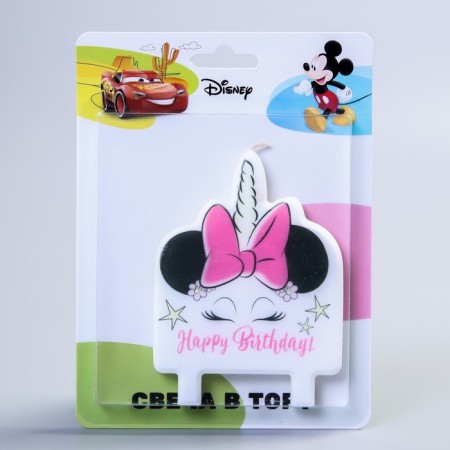 Candle for the cake "Happy Birthday!", 74 x 100 mm, Minnie Mouse Unicorn-2