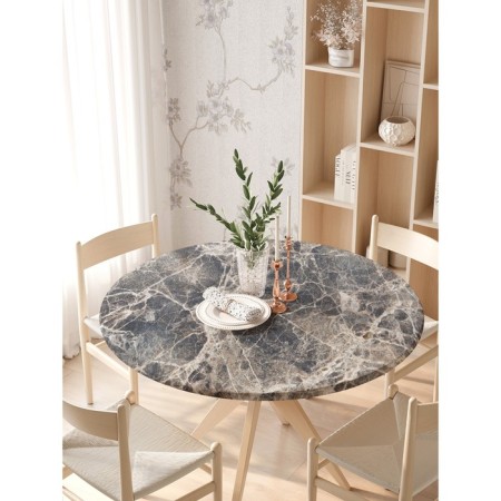 The tablecloth “Marble cracks”, round, oxford, elastic band, size 140x140 cm, diameter 105-120 cm-2