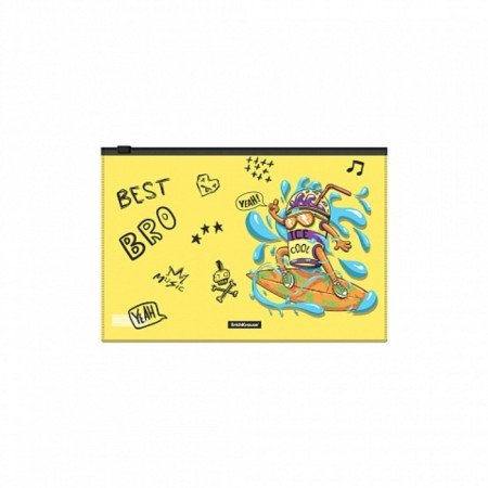 Folder envelope on ZIP-Molniya B5 (289x214 mm), 180 μm, Erichkrause Funny Monsters, translucent, mix-1