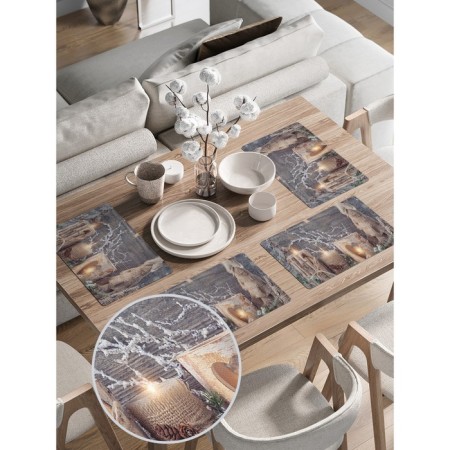 A set of napkins for setting the New Year's candles table, rectangular, rounded edges, size 30x46 cm, 4 pcs-1