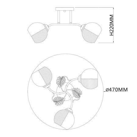 Ceiling light ESCADA, 1119/3PL. 3x40W, e27, 470x470x220 mm, chromium color-4