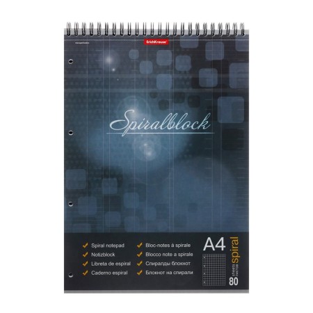 A4, 80 sheets, cell, Erichkrause "Spiralblock" notebook, cardboard cover, firm substrate, outlet, 100%, miceneration, mix-8
