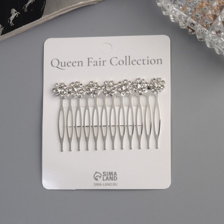 Hair crest "Medea" flowers, 7 × 4 cm, silver-2