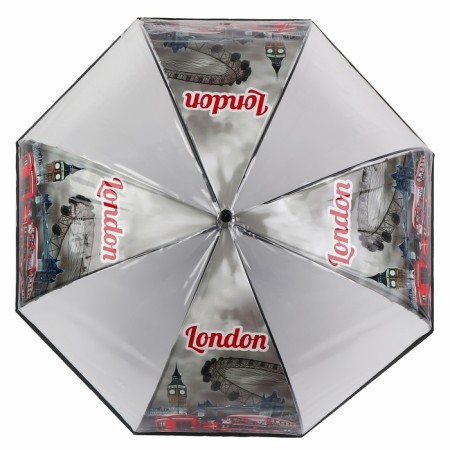 Umbrella - a semiautomatic “city” cane, 8 knitting needles, r = 39 cm, transparent/black color-4