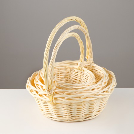 A set of baskets, 3 pcs, 31 × 12 × 32 cm, 27 × 10 × 26 cm, 22 × 8 × 21 cm, willow-1