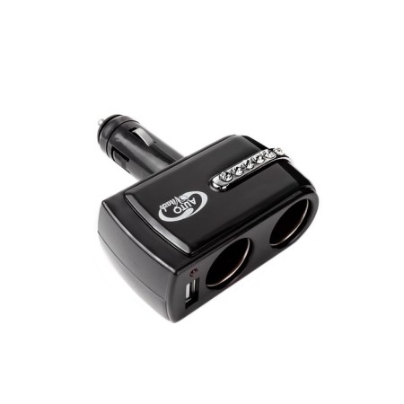 Autovirazh cigarette lighter 1000 mA, 12/24 V, 2 devices +1 USB 5V-1