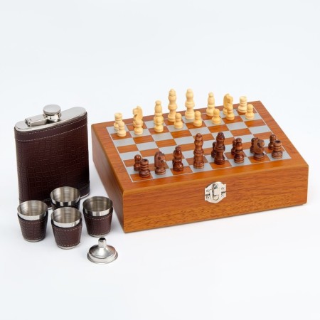 Set 7 in 1: Flaw 8 OZ, scales, 4 glasses, funnel, chess, 18 x 24 cm-2