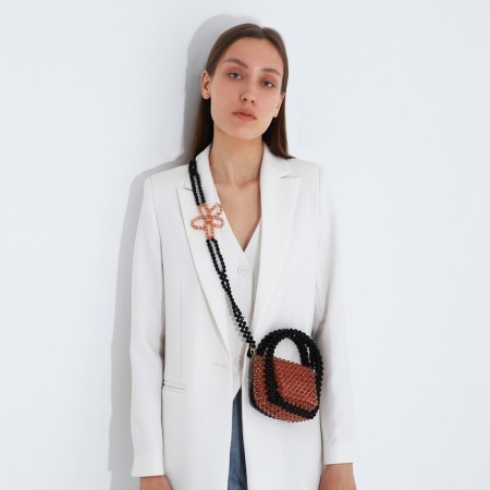 Bag-clate on magnet, long belt, brown color-5
