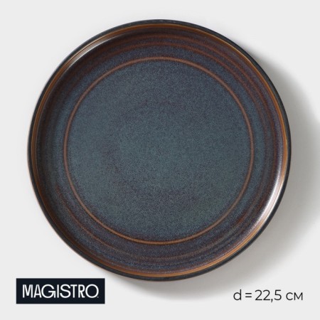 Porcelain dining plate Magistro Garland, D = 22.5 cm, blue color