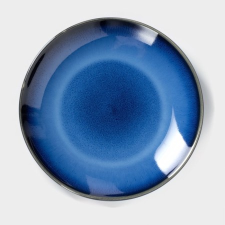 Ceramic lunch plate "Lunar Trail", D = 21 cm, blue color-1