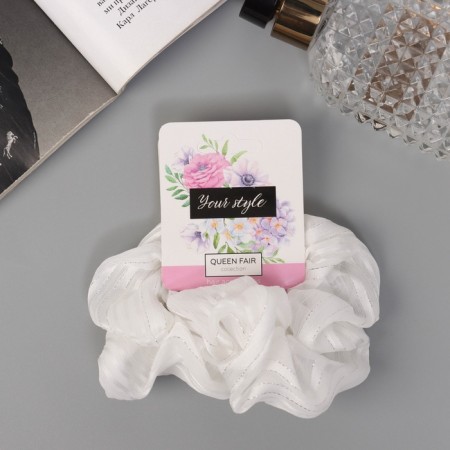 Hair elastic band "Orbit" (set 2 pcs) Ariadne strip shine, 9 cm, white