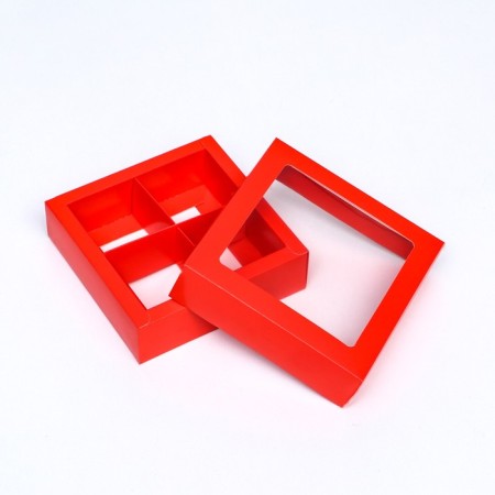 Box for sweets 4 pcs, scarlet, 12.5 x 12.5 x 3.5 cm-3
