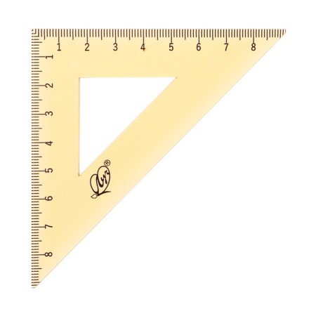 Damage set 4 objects (ruler 15 cm, square 30 °/ 60 °, 10 cm; square 45 °/ 45 °, 8 cm; transporter 180 °, 9 cm), transparent orange-1