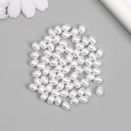 Beads for creativity plastic "Pearl of white oval" set 500 grams 0.5x0.5x0.7 cm-2