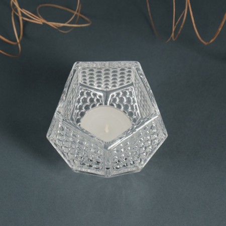Glass of Glass for 1 candle "Dodecahedron" Transparent 6x8x7.5 cm-3