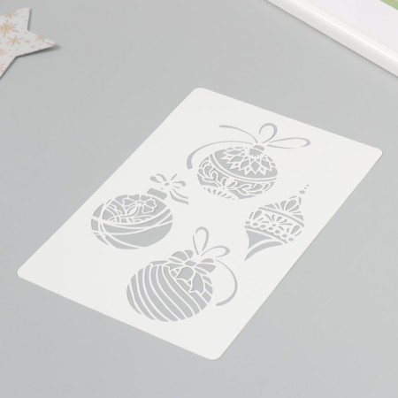Plastic stencil "Christmas toys", size 16x24 cm-1