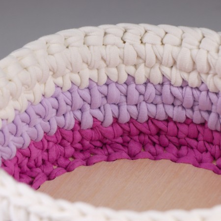 Set of knitted baskets, 3 pcs, knitted yarn, pink-5