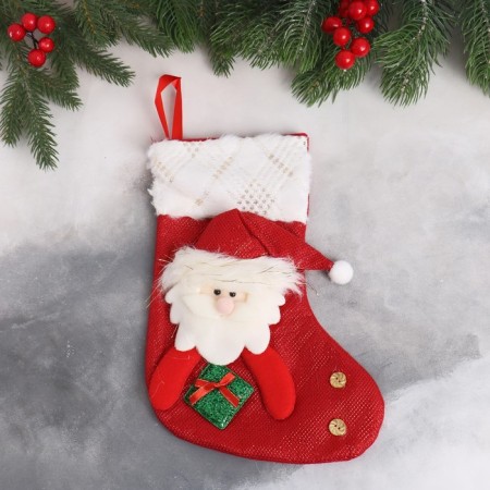 Soft suspension "Nosok - Santa Claus with a gift" 17x26 cm, white -red-1