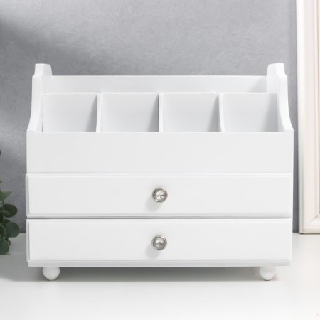 Casket wood for jewelry and cosmetics 2 drawers white 26x16.5x21.7 cm-1