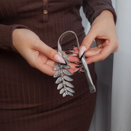 Picking for curtains "branch", 10 × 4 cm, 32 cm, silver color-4