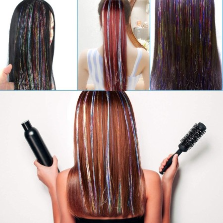 Hair threads, shiny, 90 cm, mix color-4