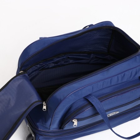 Road bag on wheels, a lightning department, with an increase, an outer pocket, blue color-5