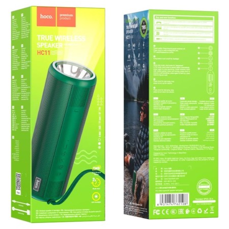 Portable column Hoco HC11, 10 W, VT 5.0, FM, AUX, Lantern, 1200 mAh, Green-3