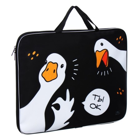 Folder for drawings and drawings A3, 470 x 350 x 20 mm, with handles, textile, calligrata "geese"-2