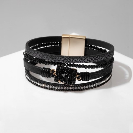 Bracelet "On the Magnet" Niceral, the color is white-black in silver, 19.5 cm-2
