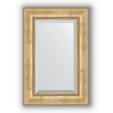 Mirror with fatset in a baguette frame - aged silver with an ornament of 120 mm, 62 x 92 cm, evoForm