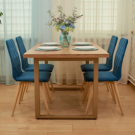 Dining stool Polini Home Rio SD, blue-natural color-9