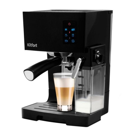 Coffee machine KitFort KT-743, Rozhkova, 1400 watts, 1.4/0.4 l, black