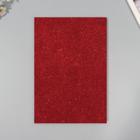 A set of glitter foamiran (5 sheets) 2 mm, 20x30 cm, dark red-3