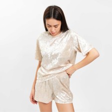 Комплект женский (футболка и шорты) KAFTAN Velvet р. 44-46, бежевый