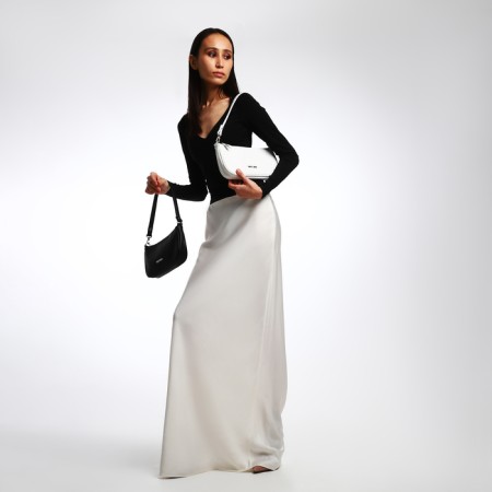 Female bag Textura, baguette, small size, white color-9