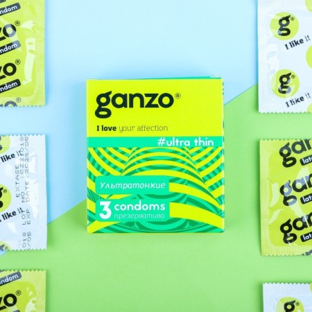 Ganzo condoms Ultra Thin, thin ultra, 3 pcs.