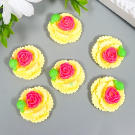 Decor for creativity Plastic "Rose" yellow 3x3 cm-1