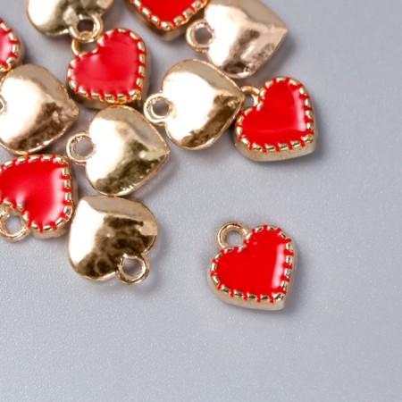 Decor for creativity metal, enamel "heart with a cantic" raspberry 1x1 cm