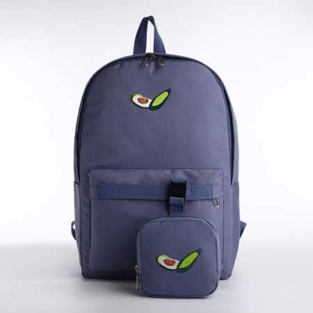 Young backpack from textiles on lightning, external pocket, handbag, blue color-3