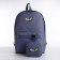 Young backpack from textiles on lightning, external pocket, handbag, blue color