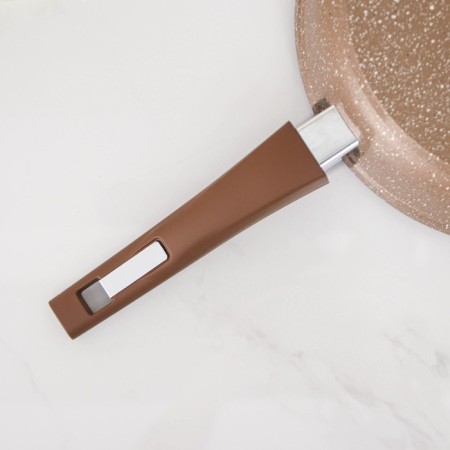 Granite pan, d = 26 cm, removable handle, glass cover, anti -stick coating, brown color-5