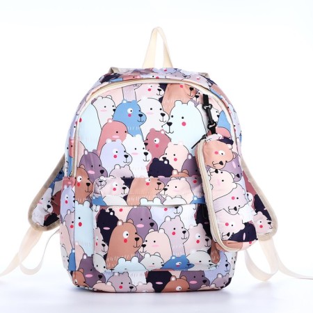 School backpack from textiles on a zipper, 3 pockets, pencil case, color colorful color-3